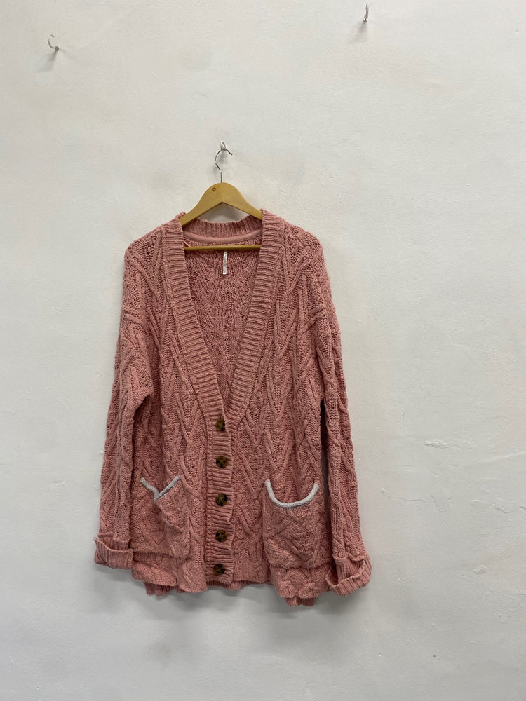 Fabulous Free people Montana knit Cardigan UK S Pink KB474