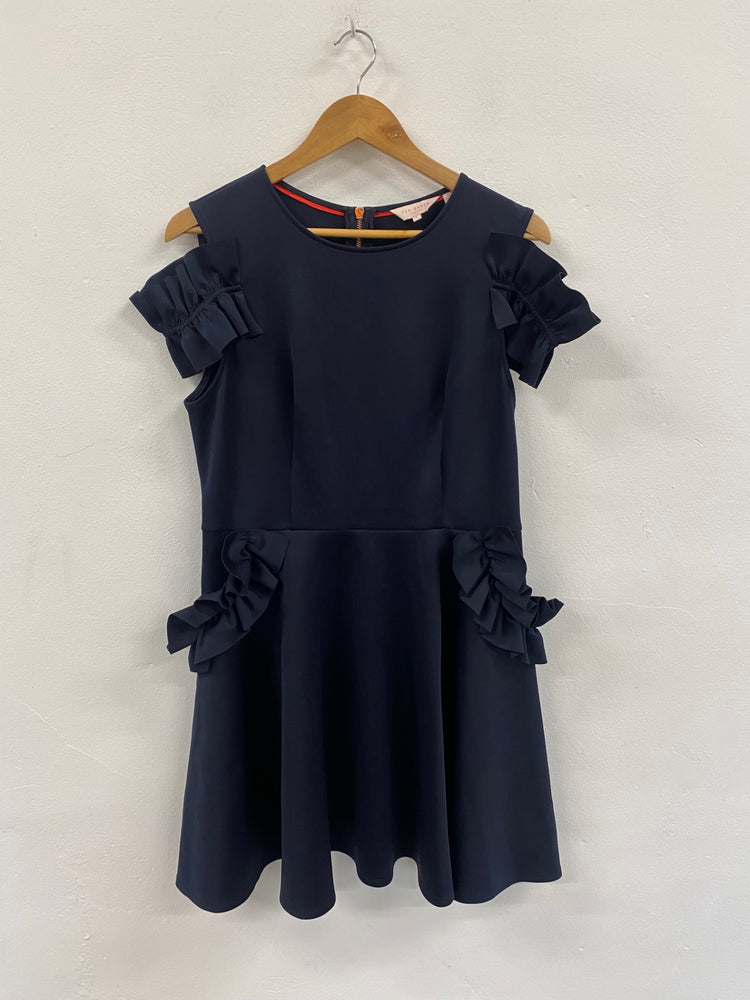 Fabulous Ted Baker Deneese party Dress Uk14 Navy blue Size 5 JM473
