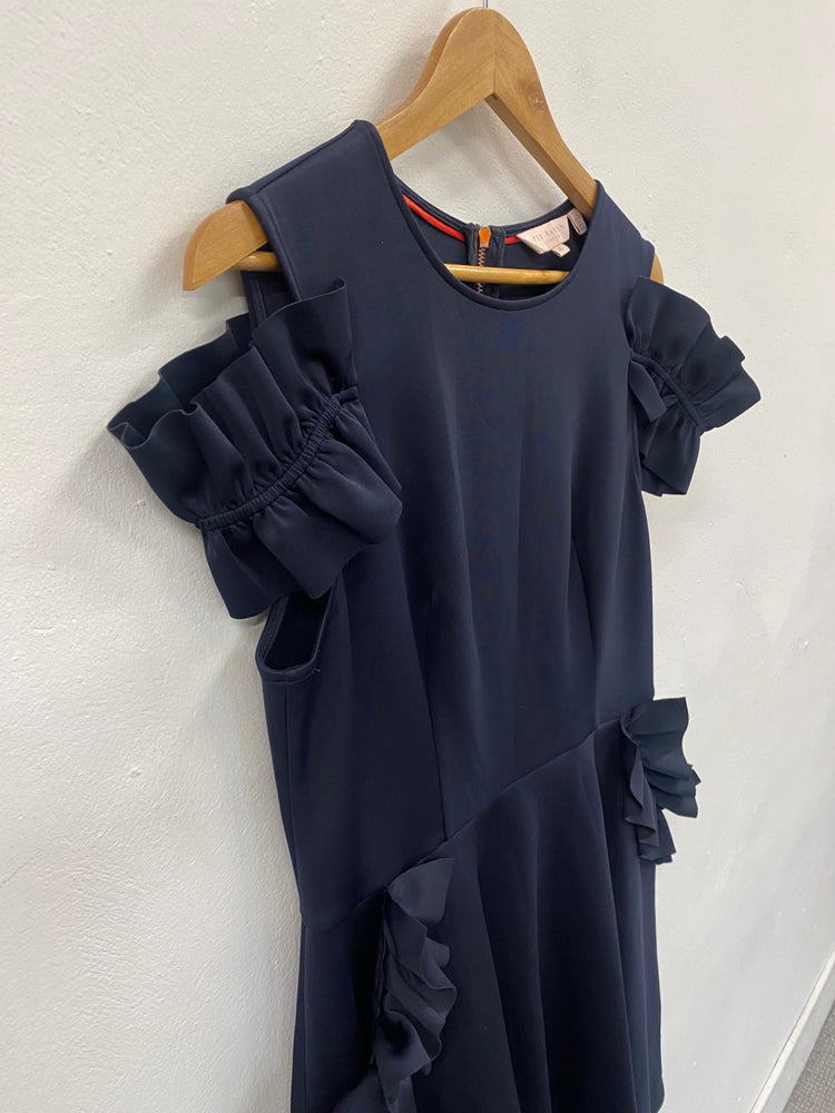 Fabulous Ted Baker Deneese party Dress Uk14 Navy blue Size 5 JM473