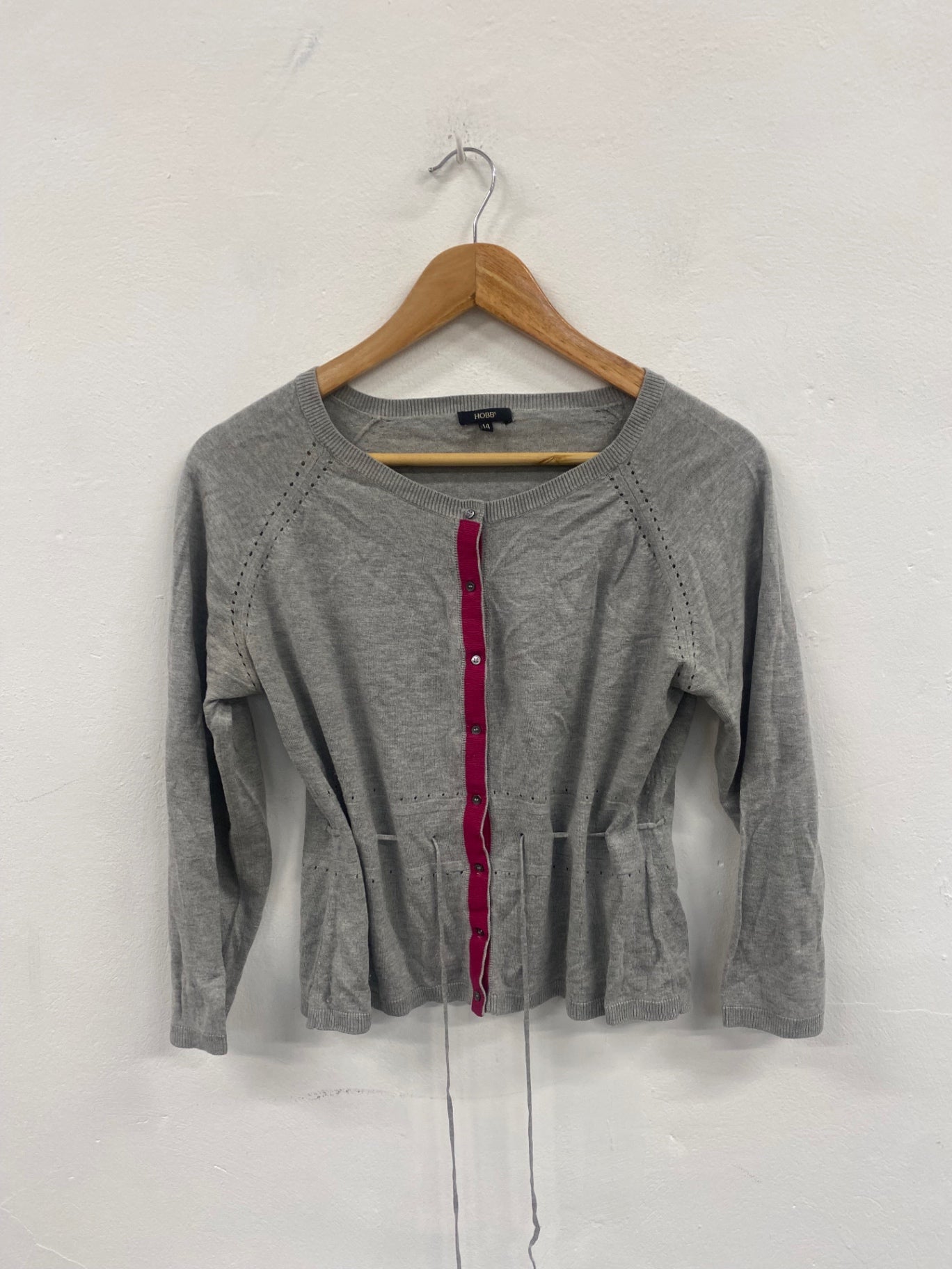 Fabulous Hobbs silk blend Cardigan UK14 Grey & pink Classic LM004