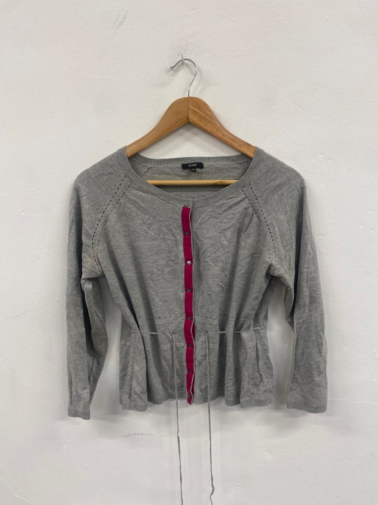Fabulous Hobbs silk blend Cardigan UK14 Grey & pink Classic LM004