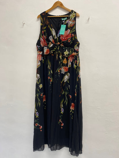 Fabulous Toleen Midi Dress UK 18 Black floral new FH001