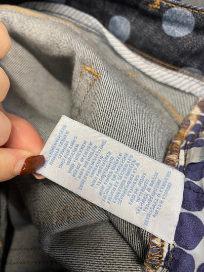 Fabulous Boden denim midi Skirt UK 16 Navy spotted LM004