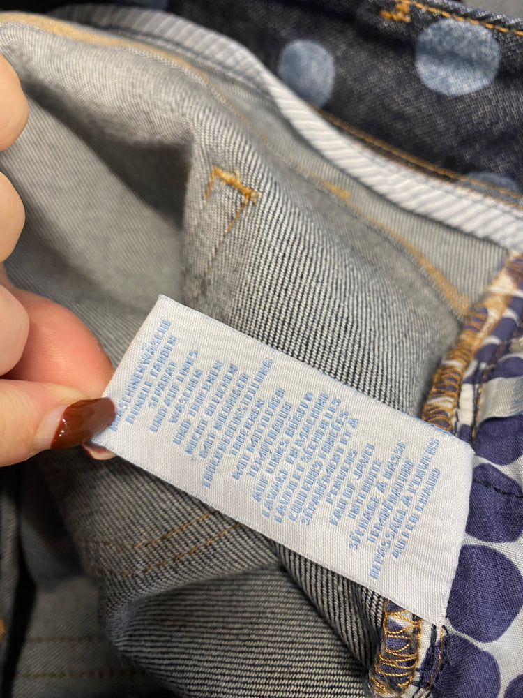 Fabulous Boden denim midi Skirt UK 16 Navy spotted LM004