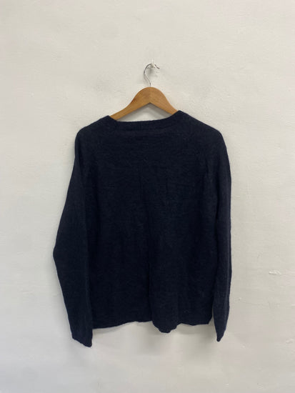 Fabulous Hush tiger alpaca Sweater UK L Navy grey LM004