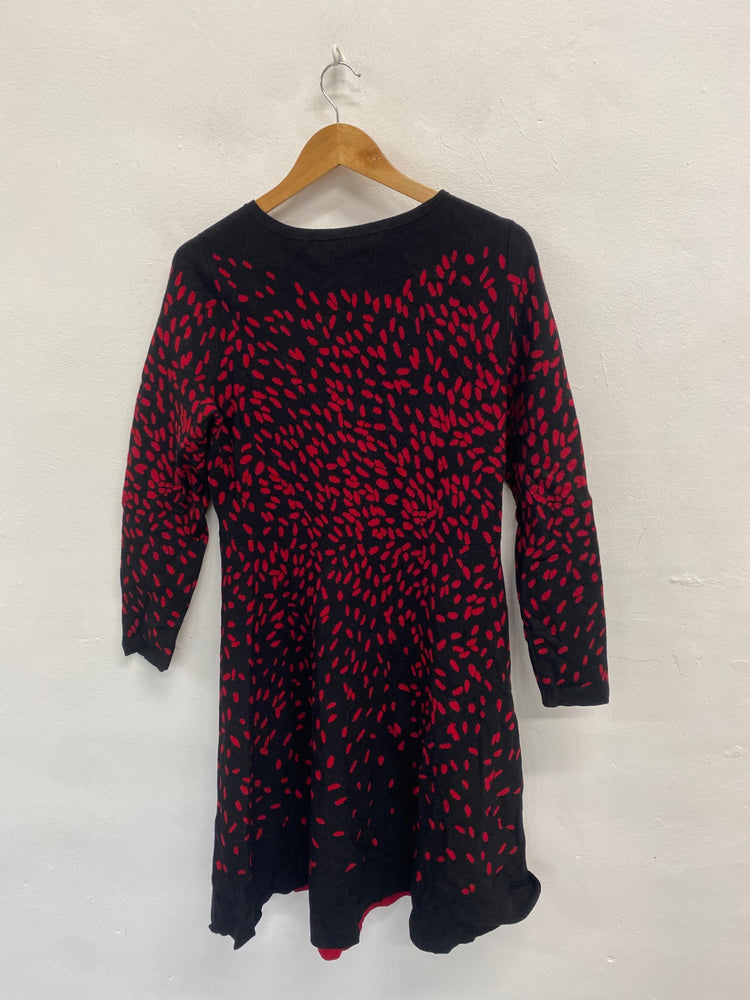 Fabulous Hobbs Midi jodie Dress UK 16 Black and Red spotted LM004