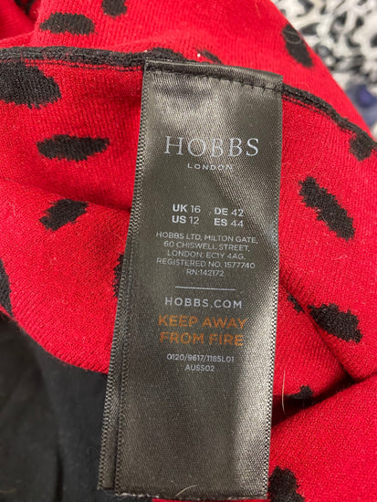 Fabulous Hobbs Midi jodie Dress UK 16 Black and Red spotted LM004