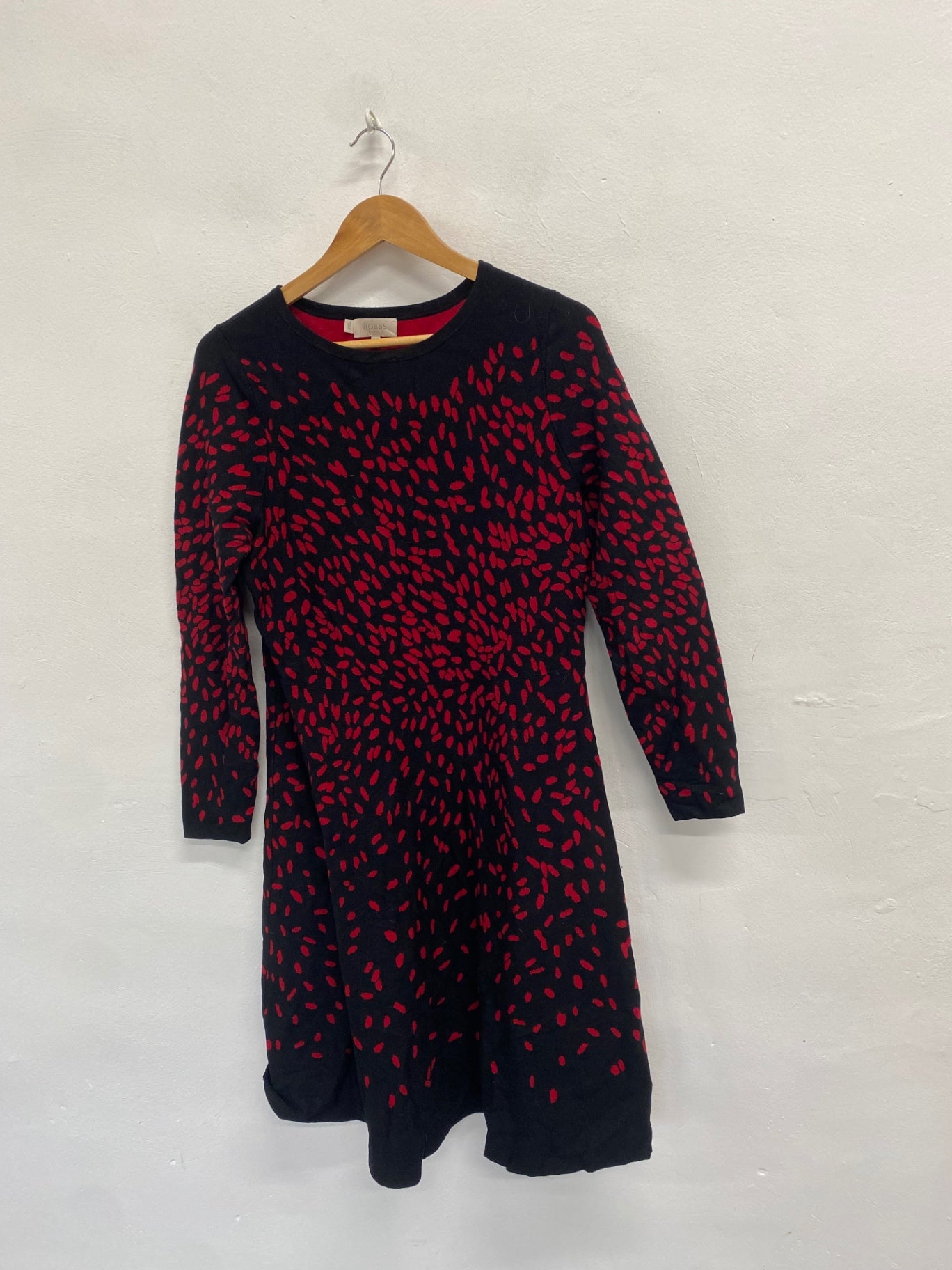 Fabulous Hobbs Midi jodie Dress UK 16 Black and Red spotted LM004