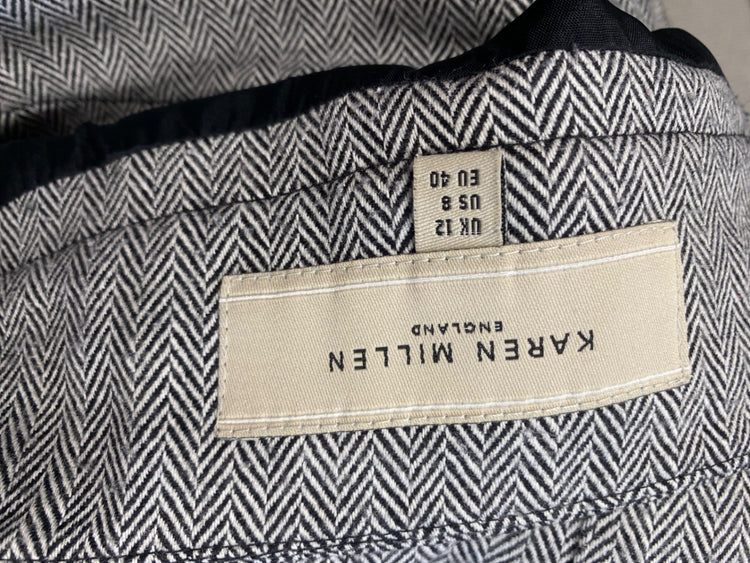 Fabulous Karen millen Skirt UK 12 Grey zig zag pleated LM004
