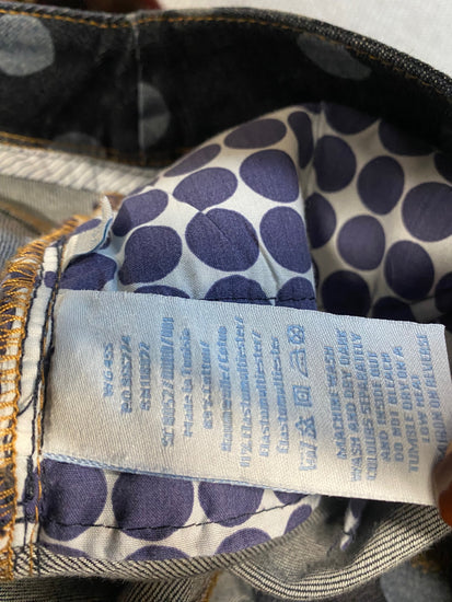 Fabulous Boden denim midi Skirt UK 16 Navy spotted LM004