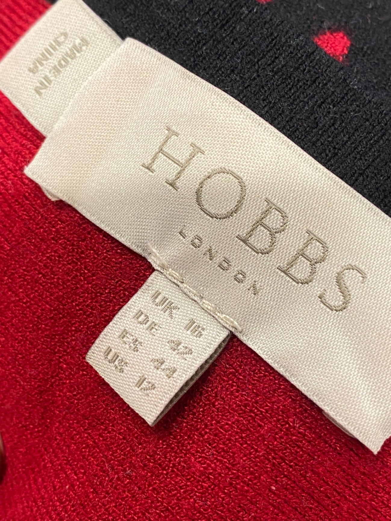 Fabulous Hobbs Midi jodie Dress UK 16 Black and Red spotted LM004