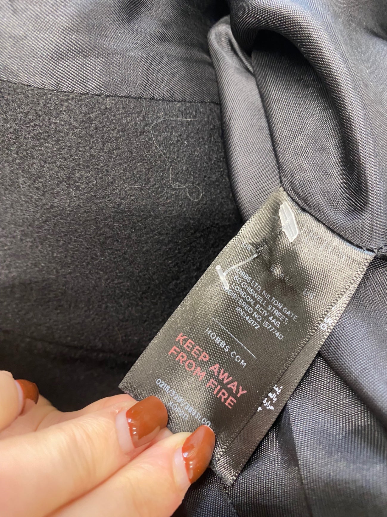 Fabulous Hobbs dress jacket wool Overcoat UK 16 Black LM004