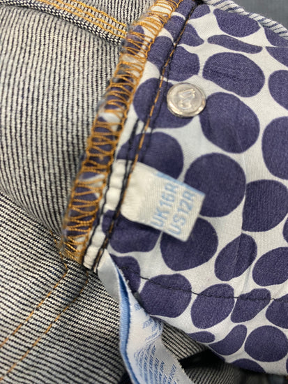 Fabulous Boden denim midi Skirt UK 16 Navy spotted LM004