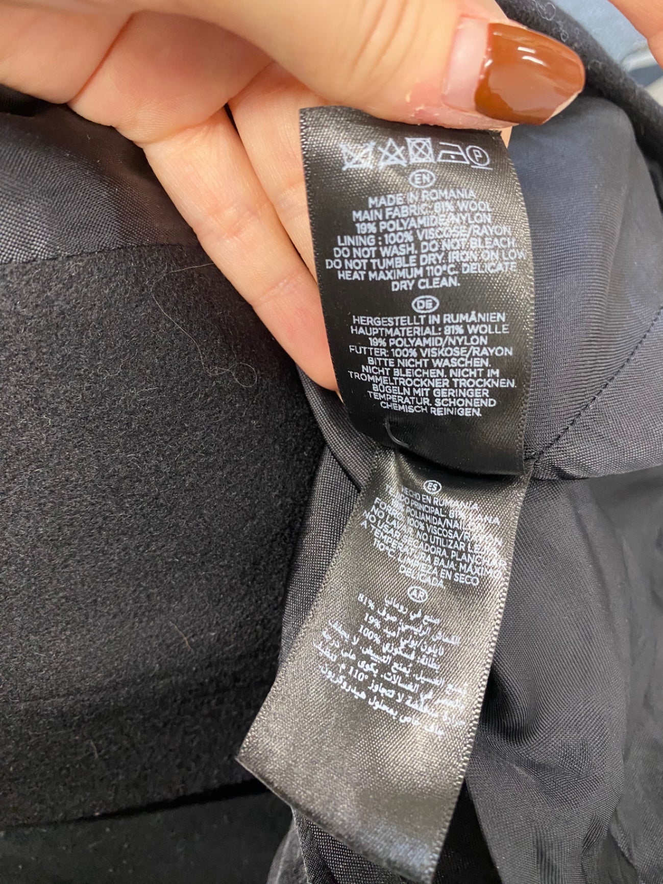 Fabulous Hobbs dress jacket wool Overcoat UK 16 Black LM004