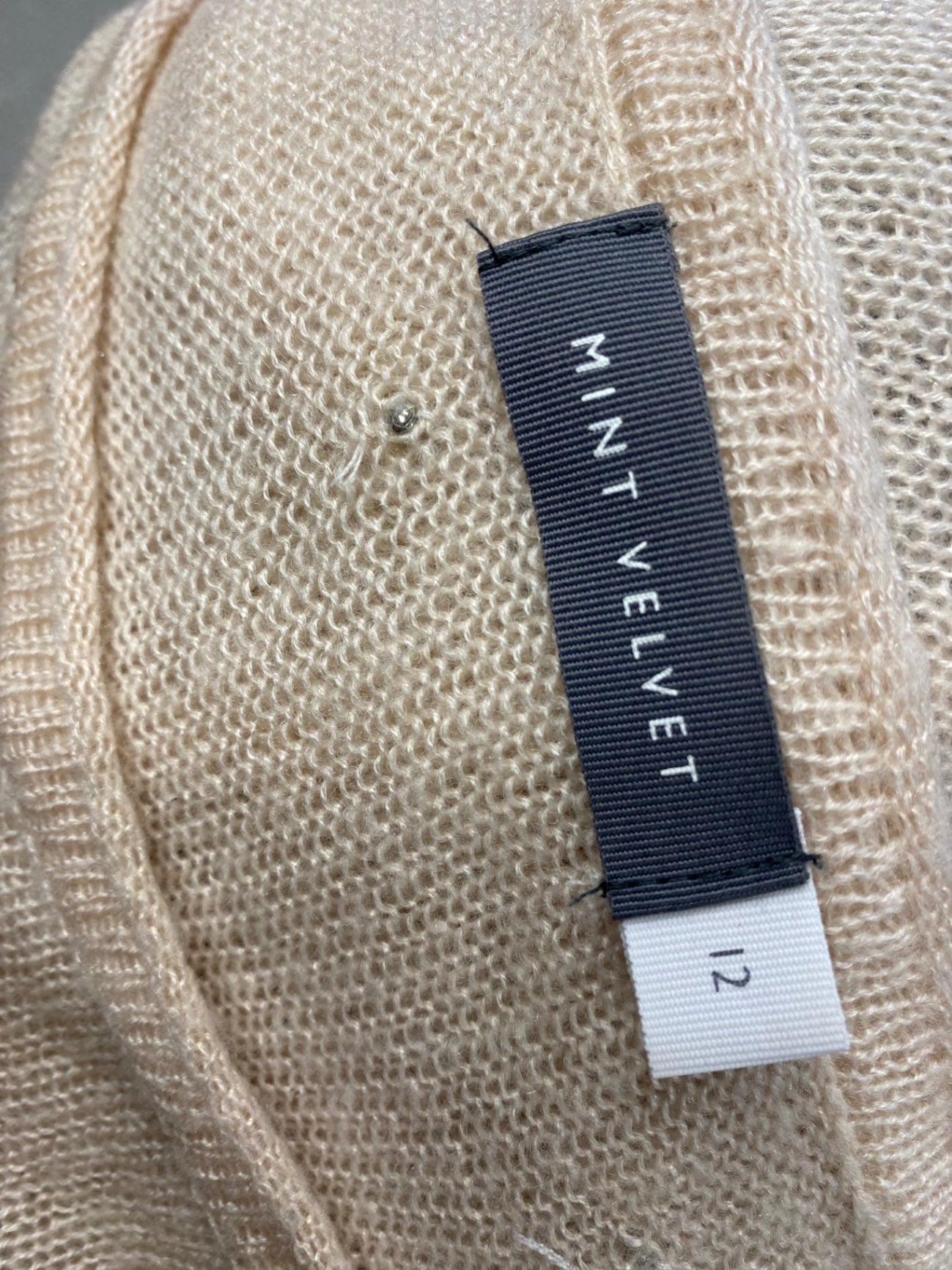 Fabulous Mint Velvet Sweater UK 12 Beige beaded LM004