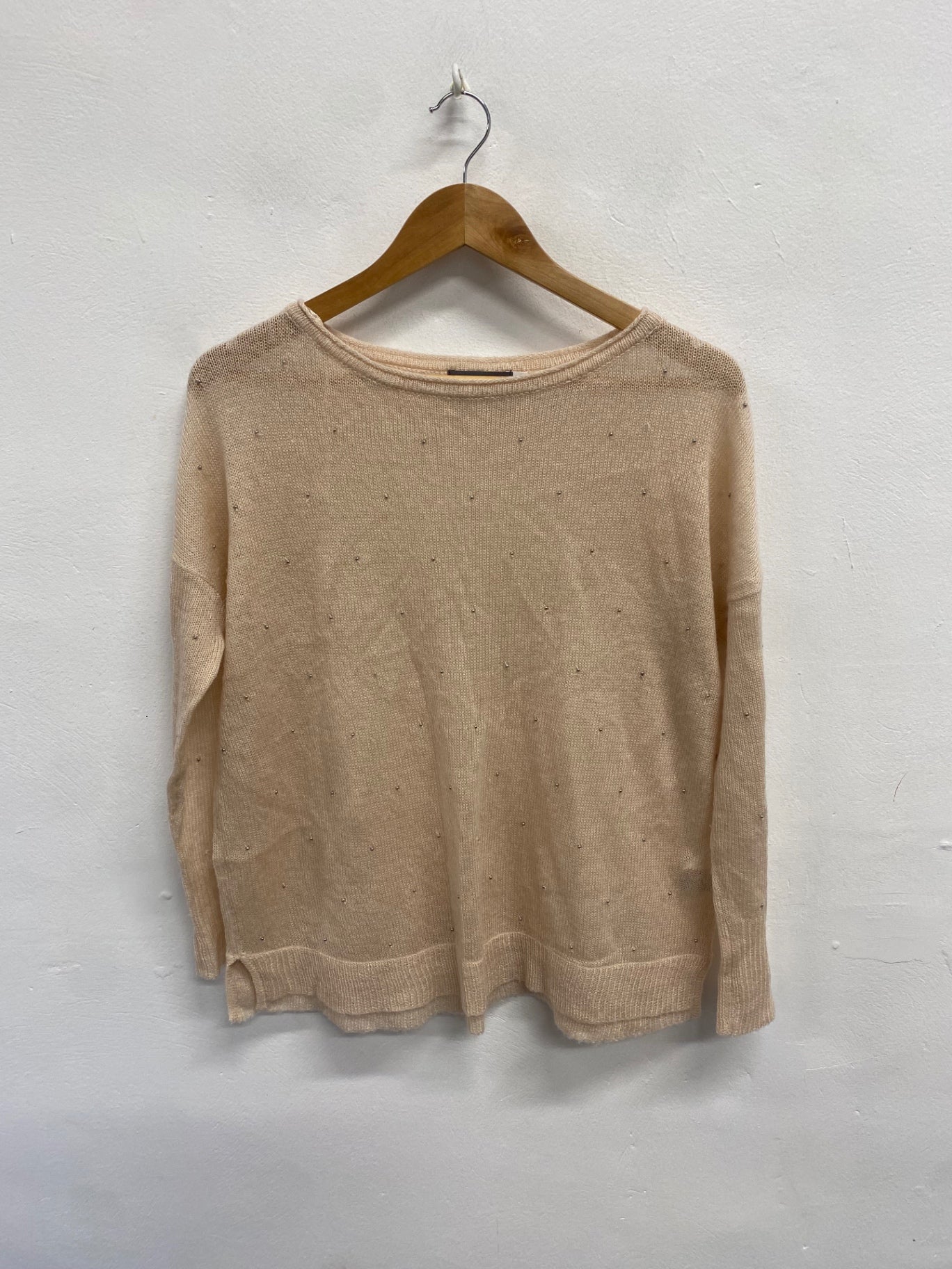 Fabulous Mint Velvet Sweater UK 12 Beige beaded LM004