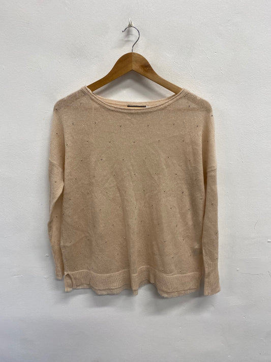 Fabulous Mint Velvet Sweater UK 12 Beige beaded LM004
