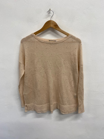 Fabulous Mint Velvet Sweater UK 12 Beige beaded LM004