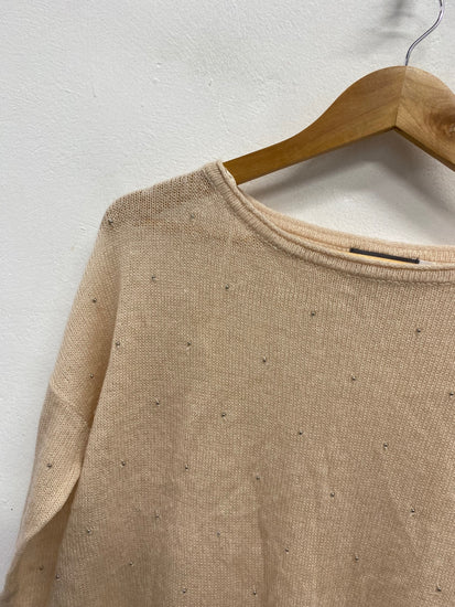 Fabulous Mint Velvet Sweater UK 12 Beige beaded LM004