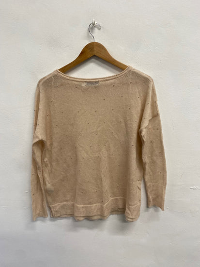 Fabulous Mint Velvet Sweater UK 12 Beige beaded LM004
