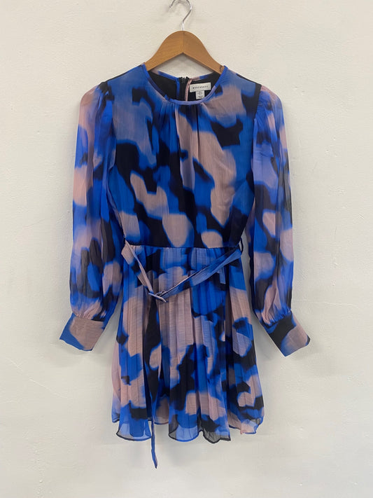 Fabulous Warehouse whimsical fit & flare Dress UK8 Blue JM478