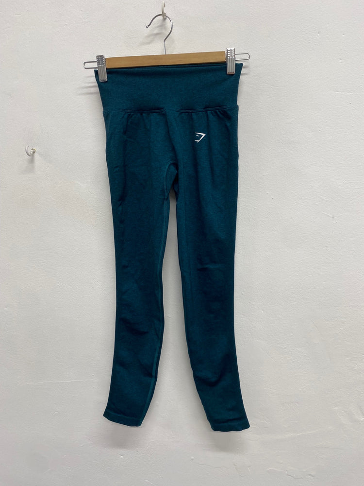 Fabulous Gym shark Leggings UK S Teal seamless cup JM478