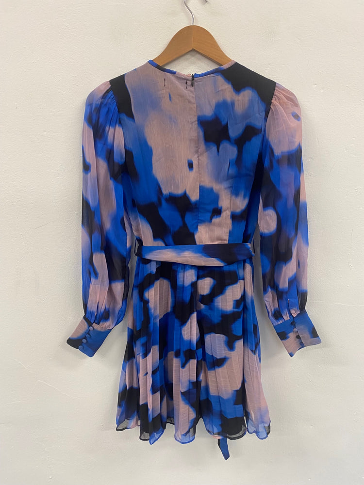 Fabulous Warehouse whimsical fit & flare Dress UK8 Blue JM478