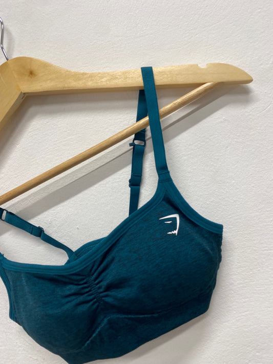 Fabulous Gym shark seamless Sports Bra UK XXS Dark green JM478