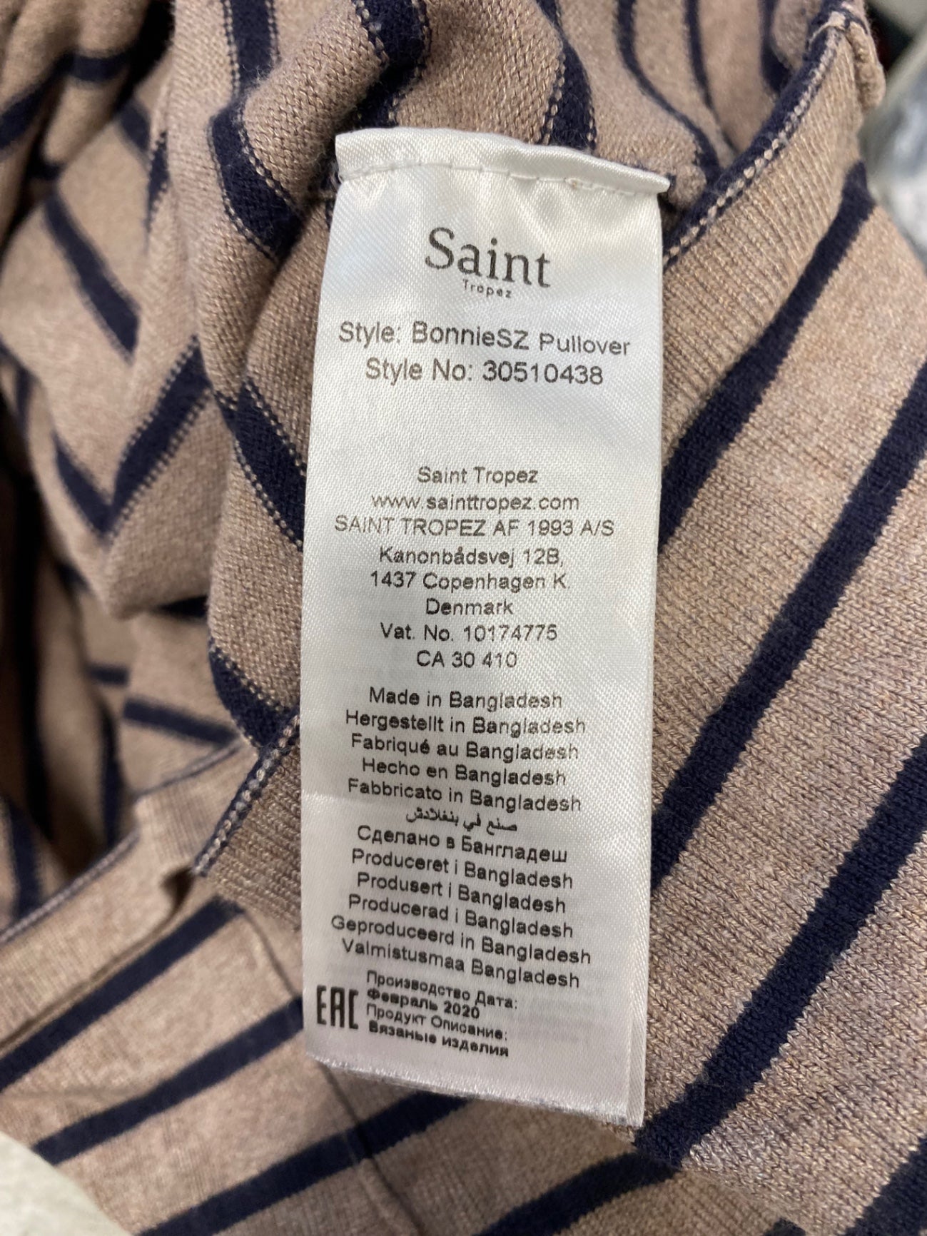 Fabulous Saint Tropez Jumper UK XS Beige navy striped JM478 