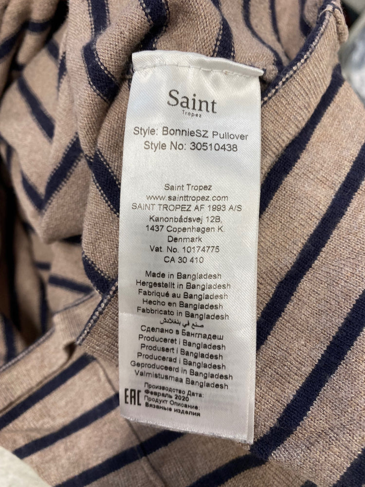 Fabulous Saint Tropez Jumper UK XS Beige navy striped JM478 