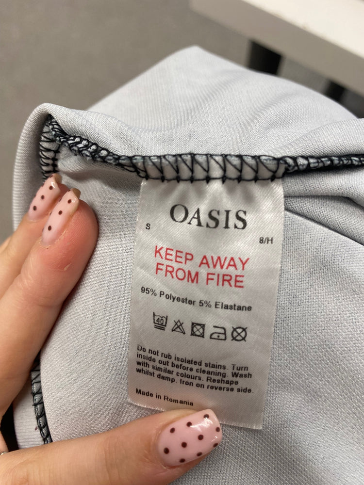 Fabulous Oasis Dress UK S Green leopard midi JM478 