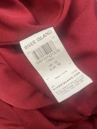 Fabulous River Island one shoulder evening Dress UK10 Burgundy JM478