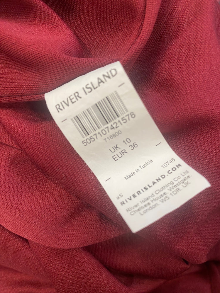 Fabulous River Island one shoulder evening Dress UK10 Burgundy JM478