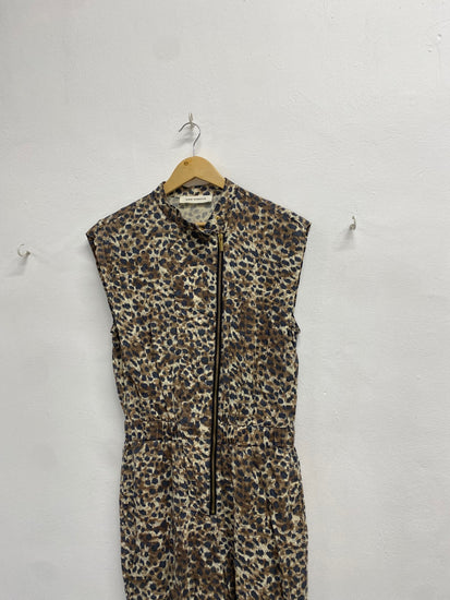 Fabulous Sofie Schnoor Jumpsuit UK XS Leopard Print brown zip JM478