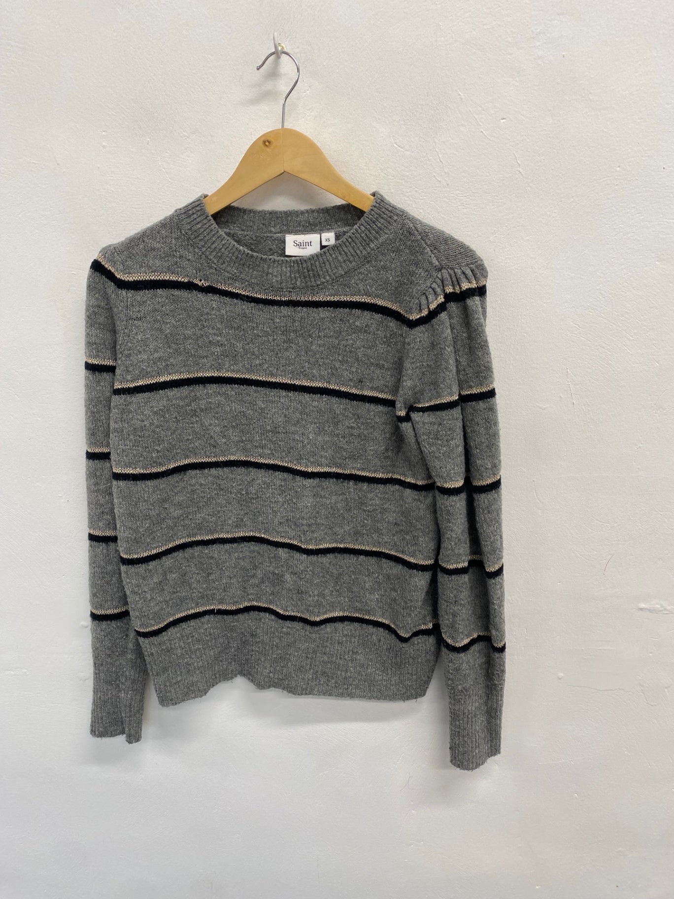 Fabulous Saint Tropez Sweater UK XS Grey striped JM478