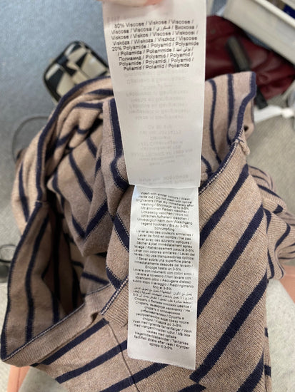 Fabulous Saint Tropez Jumper UK XS Beige navy striped JM478 