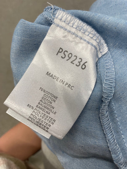 Fabulous Copper rose Maxi Dress UK S Blue Shirred JM478