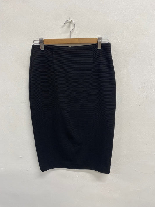 Fabulous TU Skirt Uk 10 Black ribbed office formal JM478