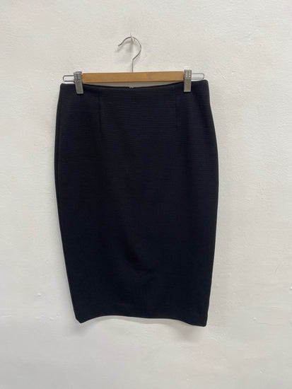 Fabulous TU Skirt Uk 10 Black ribbed office formal JM478