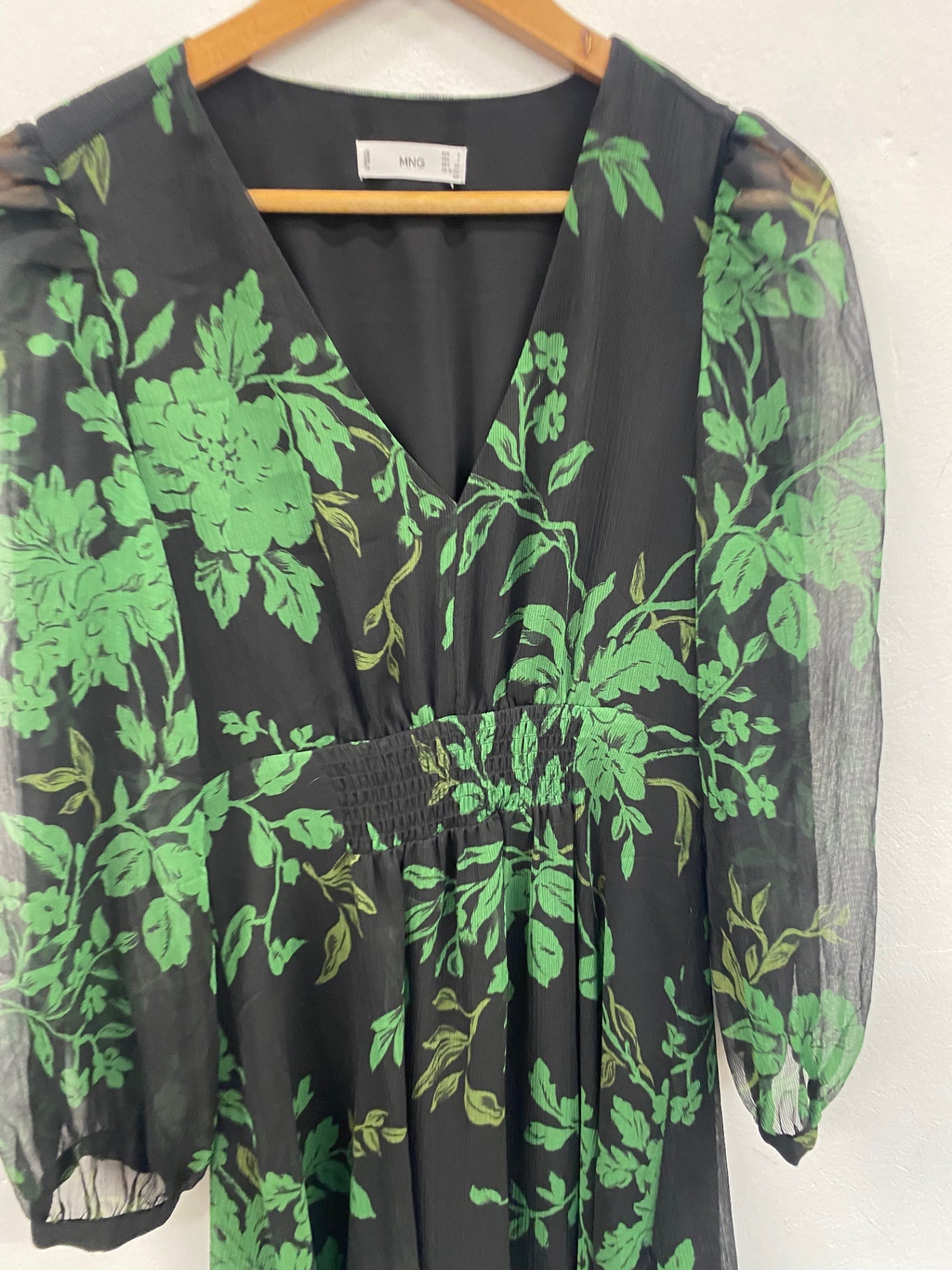 Fabulous Mango floral mesh overlay Midi Dress UKS Green jM478