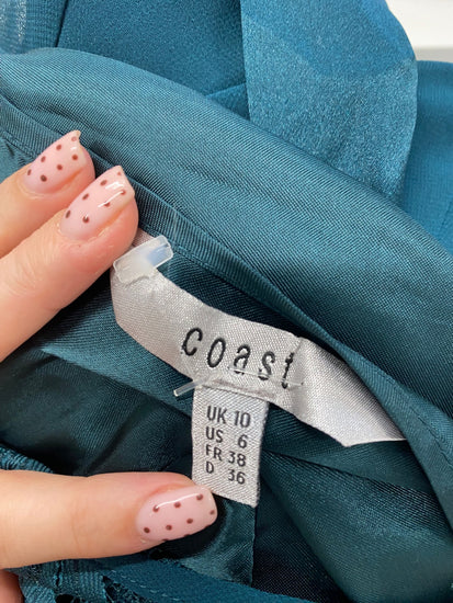 Fabulous Coast Dress UK 10 Teal lace trim sequin formal JM478