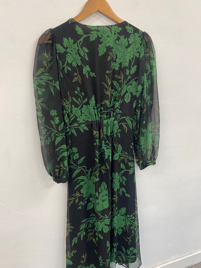 Fabulous Mango floral mesh overlay Midi Dress UKS Green jM478