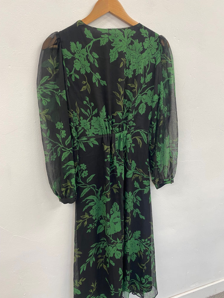 Fabulous Mango floral mesh overlay Midi Dress UKS Green jM478