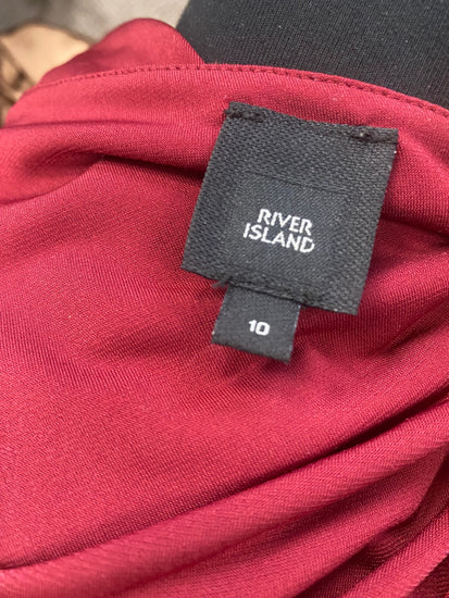 Fabulous River Island one shoulder evening Dress UK10 Burgundy JM478