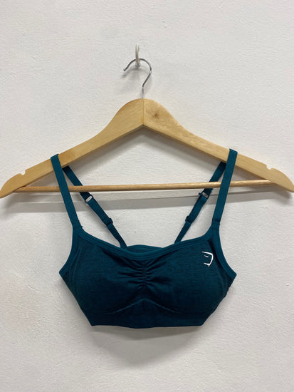 Fabulous Gym shark seamless Sports Bra UK XXS Dark green JM478