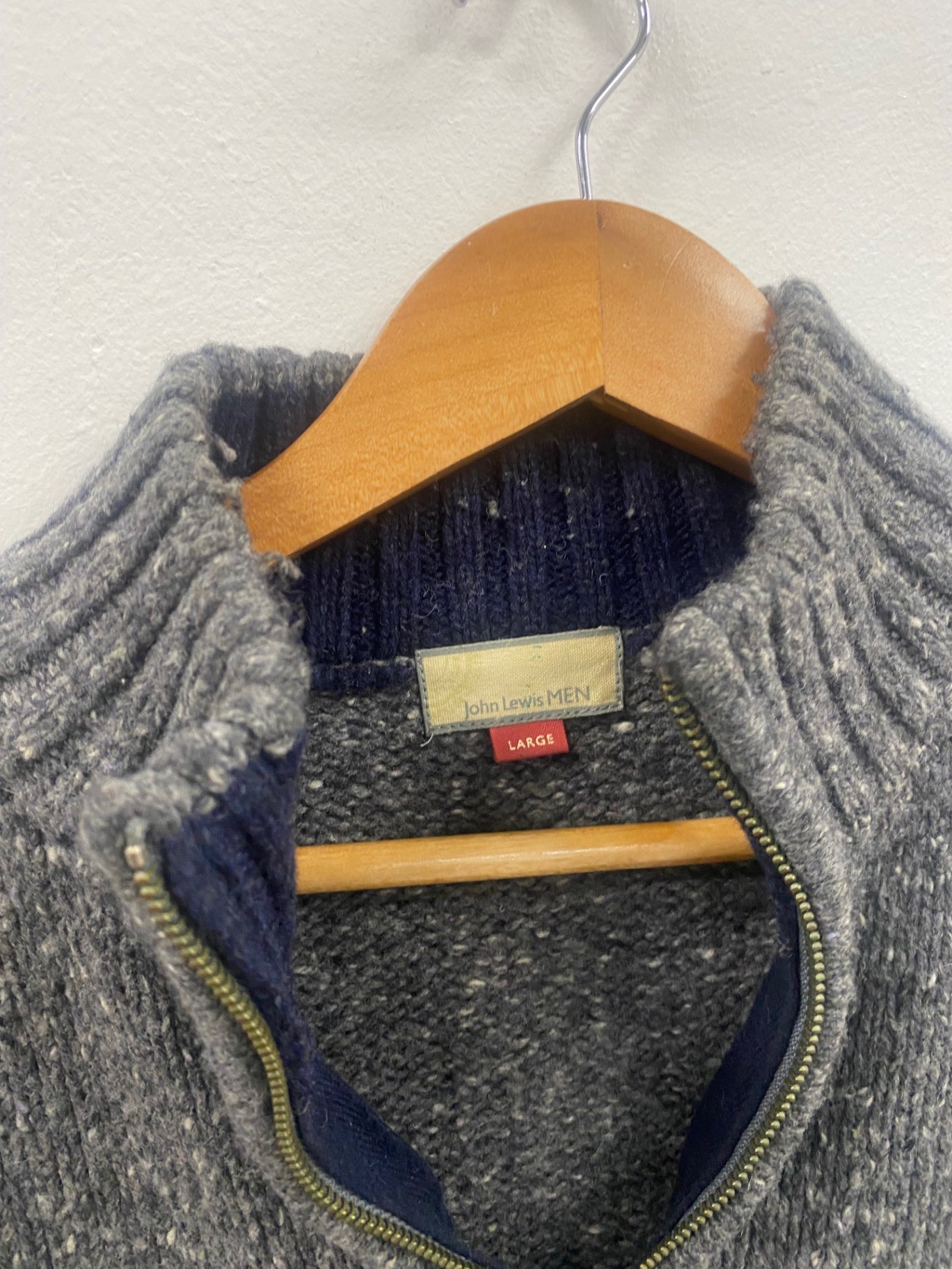 Fabulous John Lewis chunky Merino knit Sweater UkL Dark Grey JM478