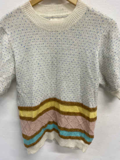 Fabulous Numph Sweater UK XS Cream pastels striped JM478