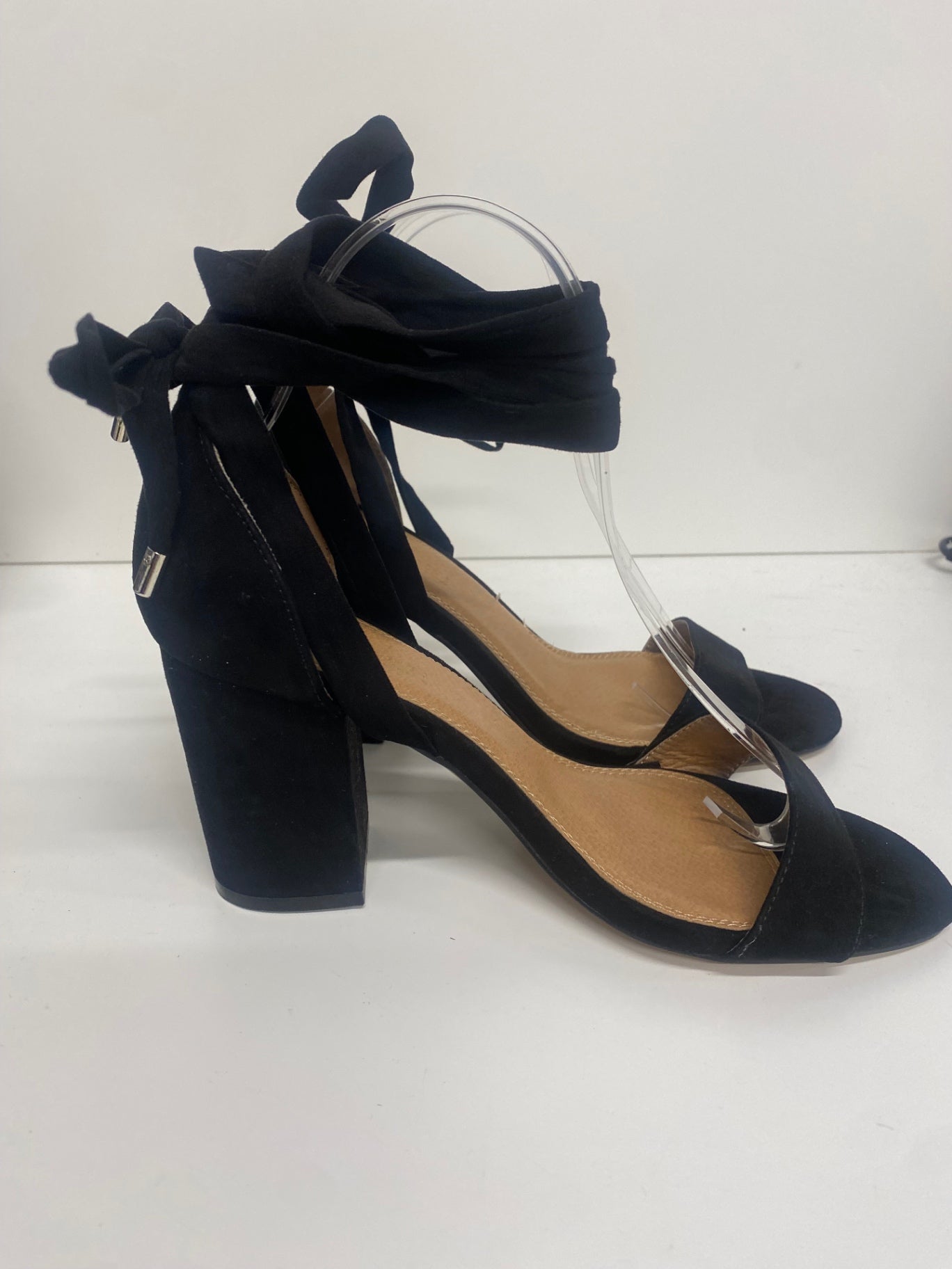 Fabulous Asos ankle strap peep toe Heels UK4.5 Black MS479