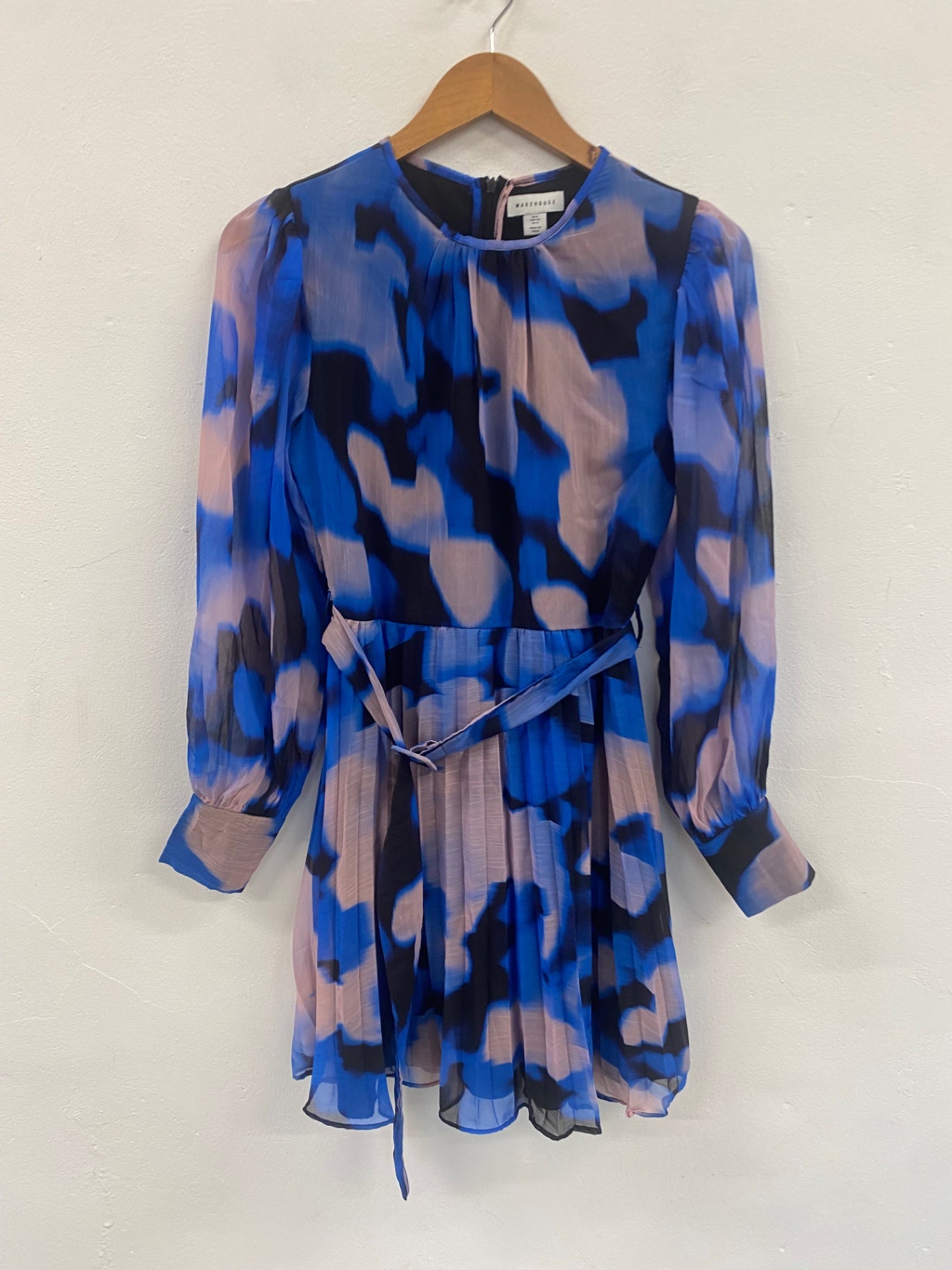 Fabulous Warehouse whimsical fit & flare Dress UK8 Blue JM478