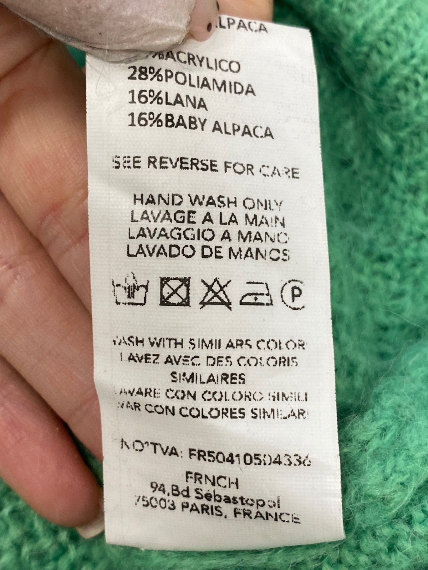 Fabulous la petite maille Sweater UK S/M Green alpaca blend JM478